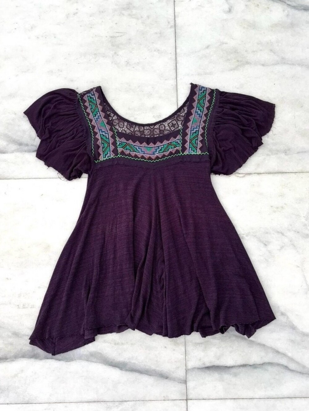 Vintage Y2K Free People Flowy Embroidered Tunic Top NWT